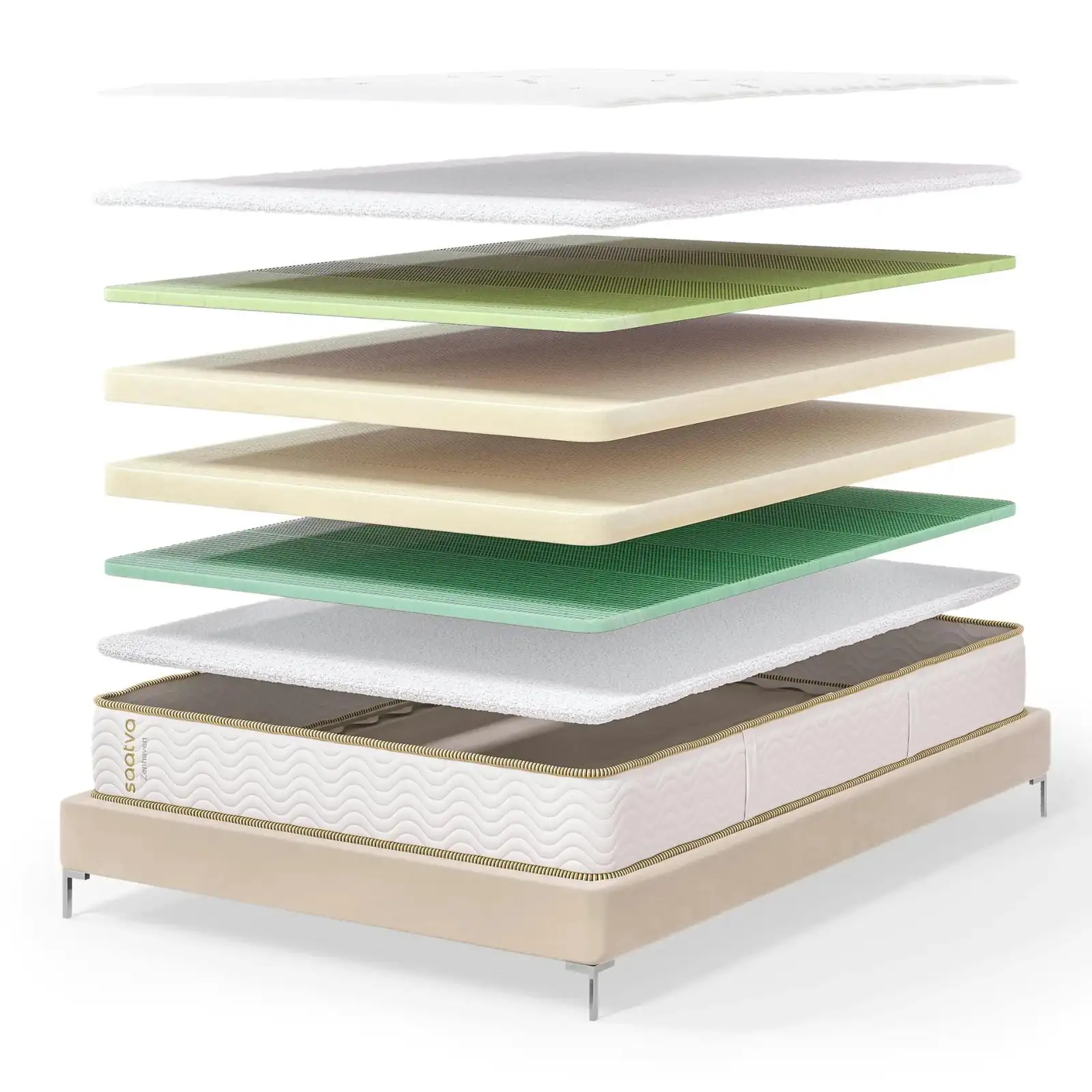 Layered construction of Zenhaven natural latex mattress